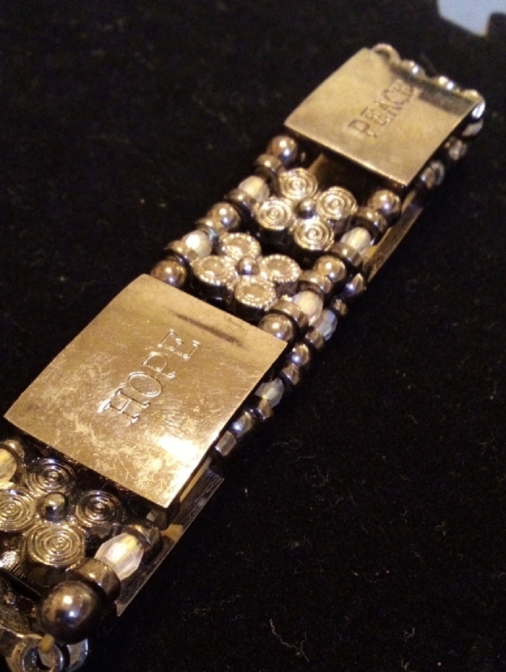 Hope Peace Gold-Tone Beaded Bracelet